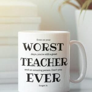 Worst Teacher Ever White Ceramic Photo Mug | Personalized Coffee Mug