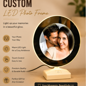 Custom LED Photo Frame Lamp in Mirror | Personalized Warm Light Memory Frame