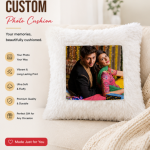 Custom Fur Photo Cushion | Personalized Soft Fluffy Pillow Gift for Couples & Loved Ones