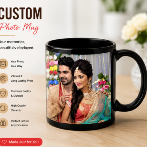 Custom Black Photo Mug | Personalized Ceramic Coffee Mug with Photo Print